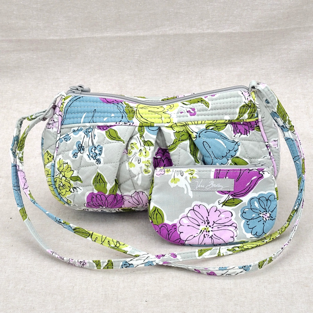 Vera Bradley Watercolor Shoulder Bag / Crossbody Purse Matching Coin Purse Set